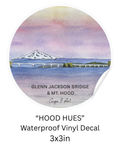 Hood Hues waterproof vinyl decal featuring Glenn Jackson Bridge and Mt. Hood