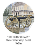 Officers’ Legacy waterproof vinyl decal showing cannons and Officers’ Row in Vancouver, Washington