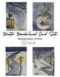 Winter Wonderland Card Set of 4 watercolor greeting cards
