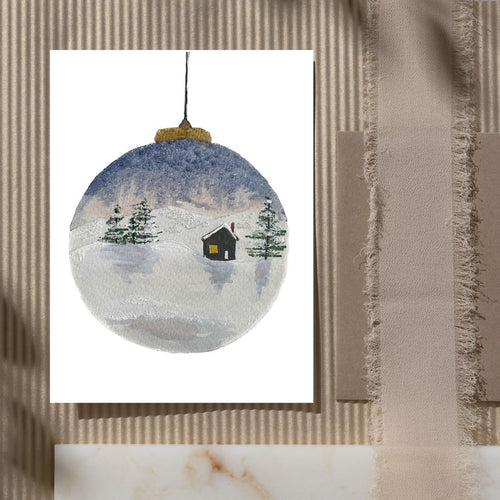 Winter Serenity watercolor holiday greeting card
